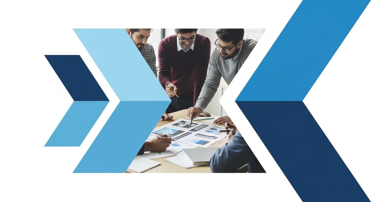 Team collaborating on website design